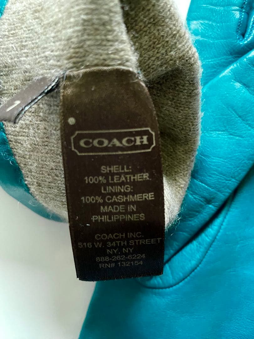 COACH コーチ　レザー(羊革)手袋 カシミヤ　ライニング　サイズ7