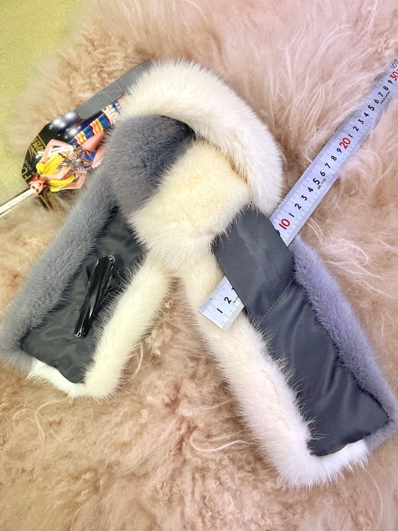 サファイア　ミンクマフラー／オフホワイト／GAKE 日本製❣️