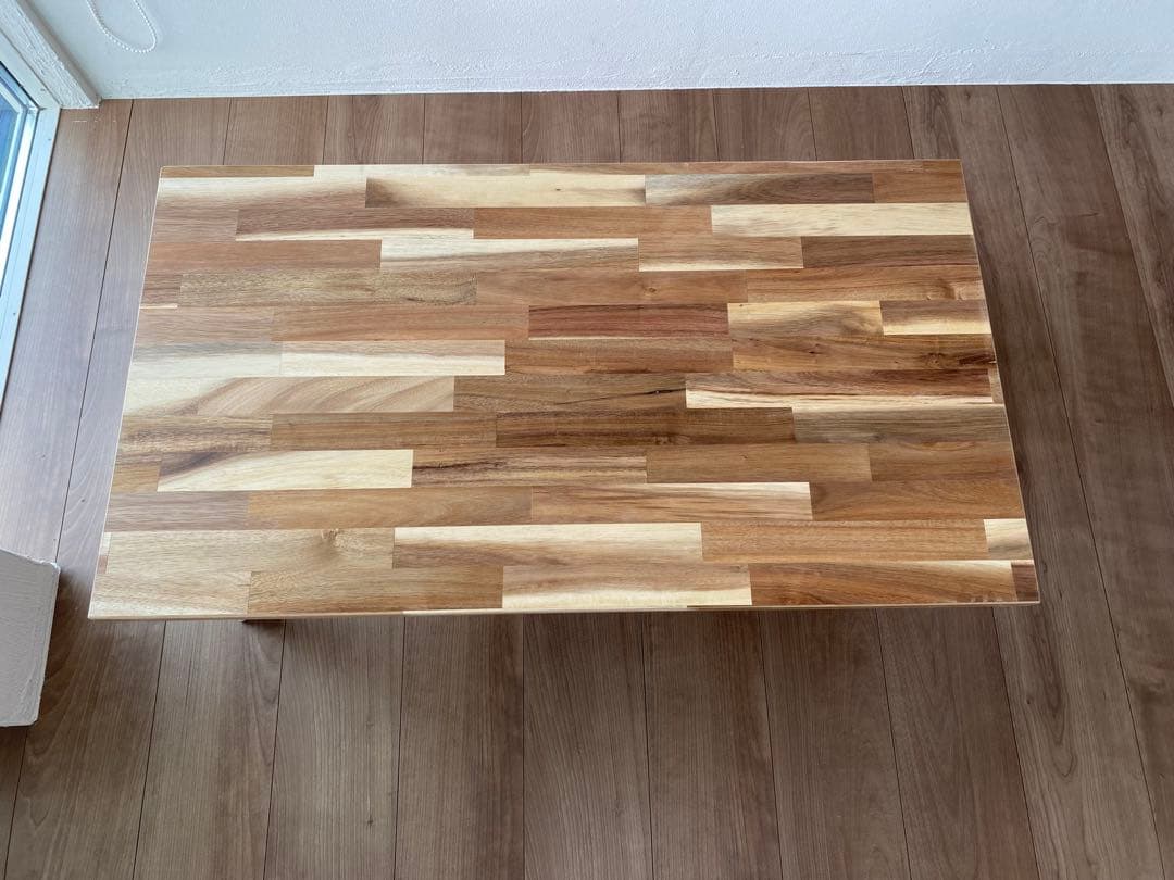 アカシア集成材　折りたたみ　テーブル　キャンプ ローテーブル900×500