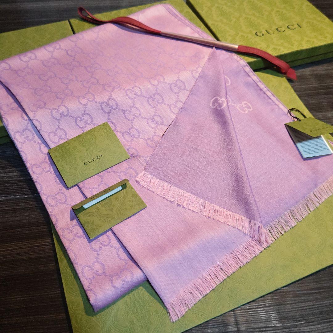 専用❤新品箱付き❤GUCCI マフラー ショール ストール スカーフ❤薄手紫❤