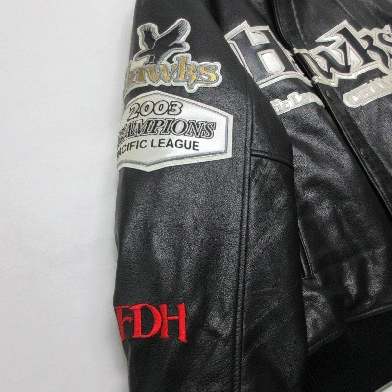MY1927美品■ダイエーホークス■牛革 レザー スタジャン 優勝記念 L