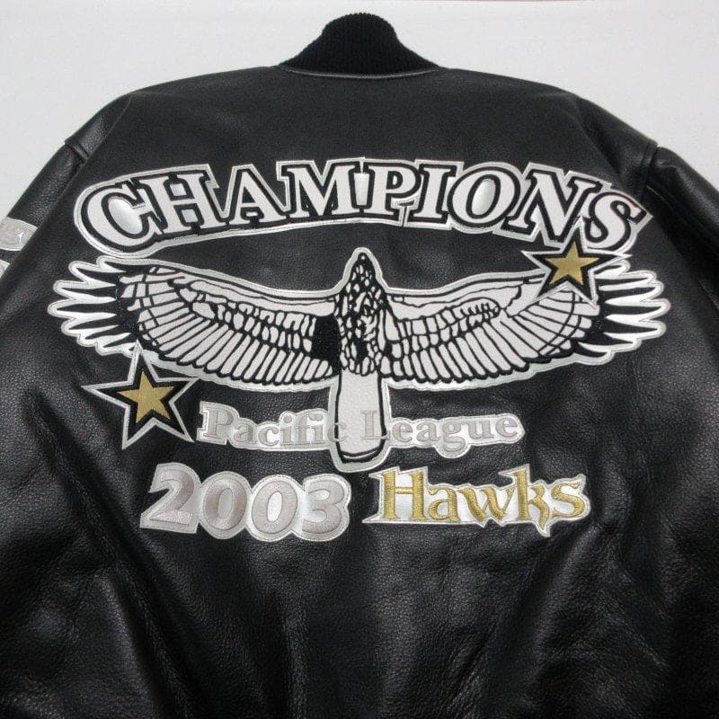 MY1927美品■ダイエーホークス■牛革 レザー スタジャン 優勝記念 L