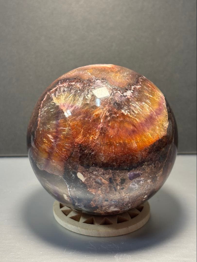 レア　オーラライト23 フローライト共生　スフィア　7.42cm 絶妙な美色