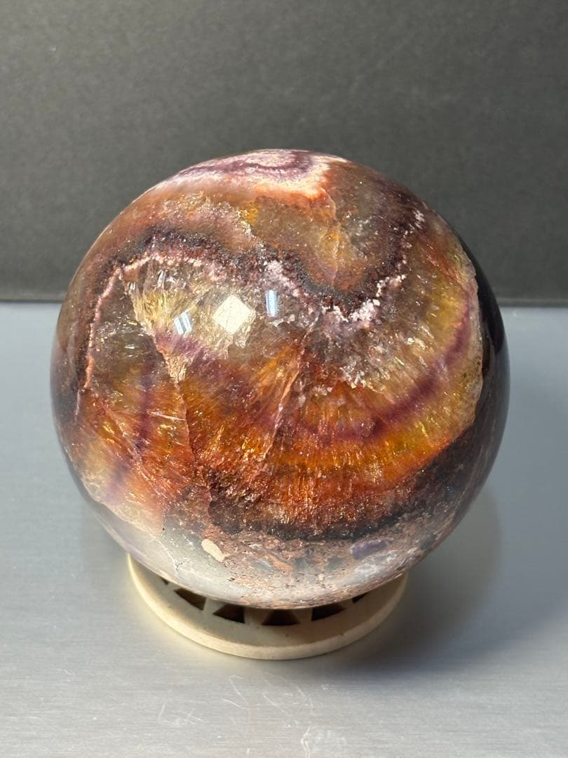 レア　オーラライト23 フローライト共生　スフィア　7.42cm 絶妙な美色