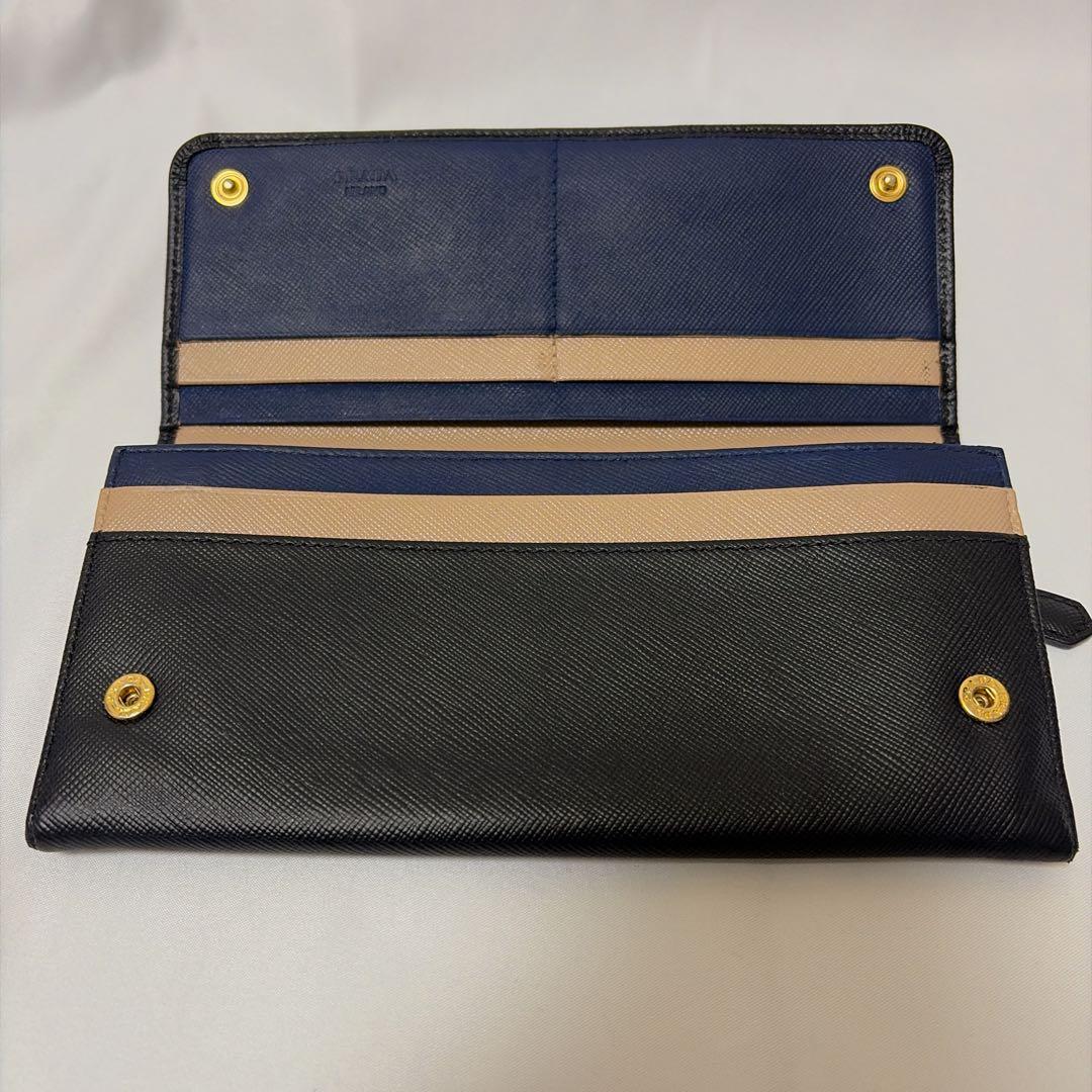 ✨️極美品✨PRADA サフィアーノレザー 長財布 二つ折り リボン 黒