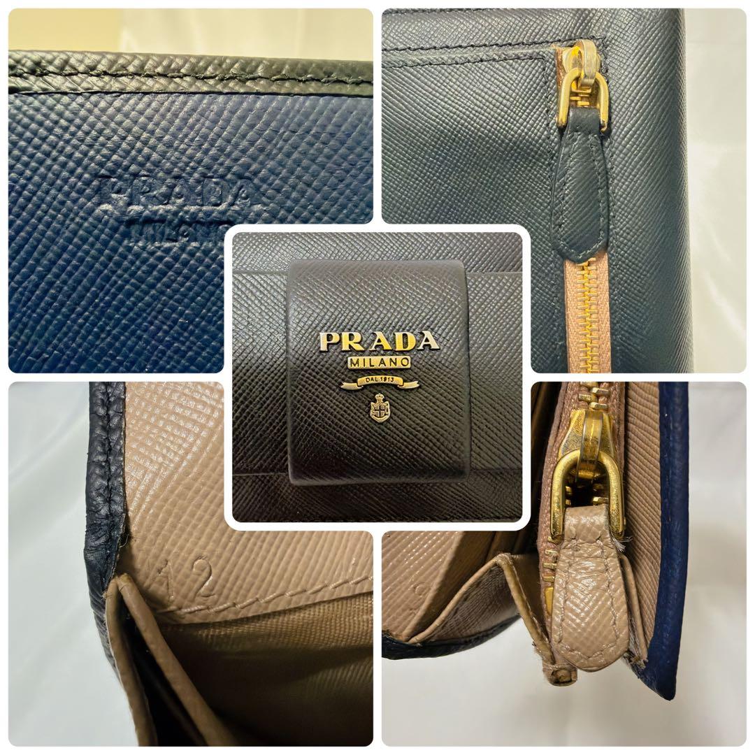 ✨️極美品✨PRADA サフィアーノレザー 長財布 二つ折り リボン 黒