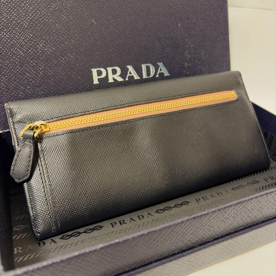 ✨️極美品✨PRADA サフィアーノレザー 長財布 二つ折り リボン 黒