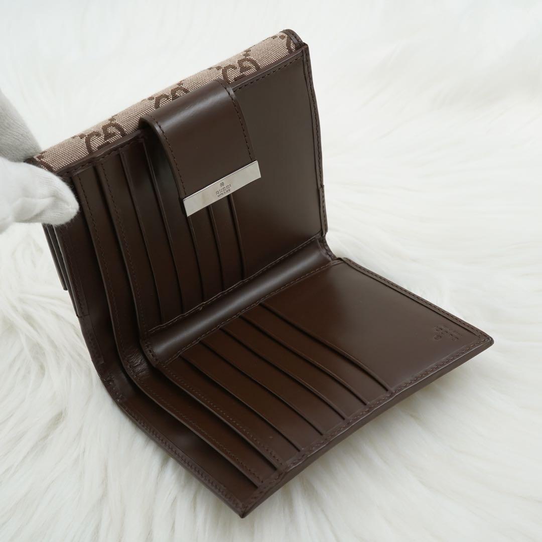未使用品　箱付き　GUCCI グッチ　二つ折り財布　レザー　GG柄　ブラウン