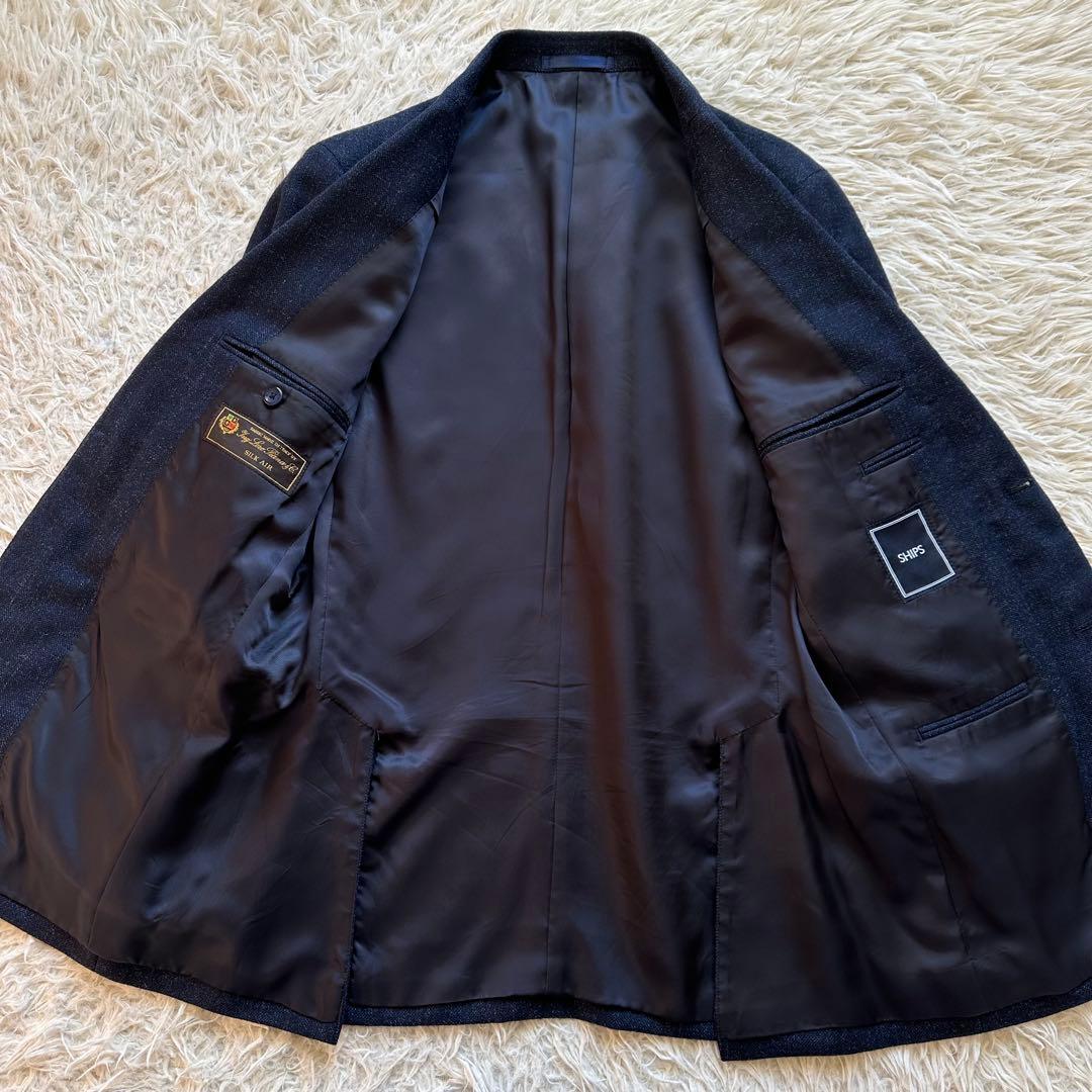 美品✨シップス×ロロ・ピアーナ　段返り　ジャケット　シルク　カシミヤ　ネイビー