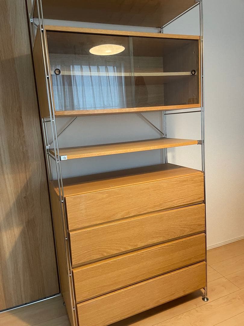 無印良品　ステンレスユニットシェルフ　オーク材棚