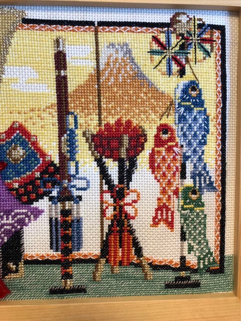 ホビーラホビーレ　クロスステッチフレーム　兜飾り　完成品5月人形　クロスステッチ