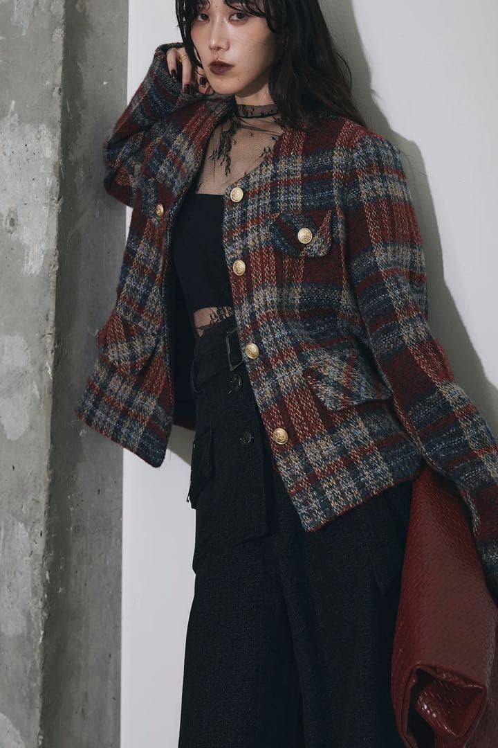 【ANDREA&Co】チェック柄ツイードジャケット