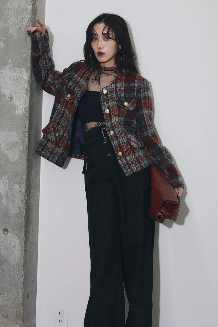 【ANDREA&Co】チェック柄ツイードジャケット