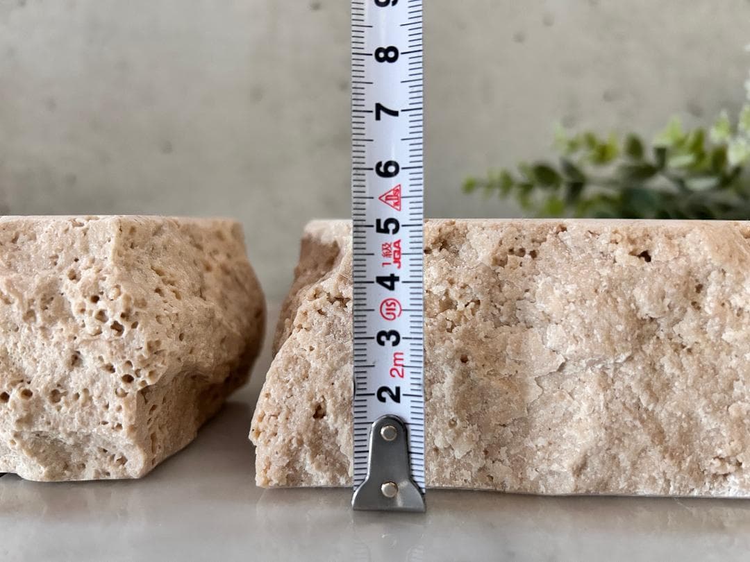 天然大理石　イタリア　トラバーチン　3個セット　割肌　●アクセサリー台●送料無料