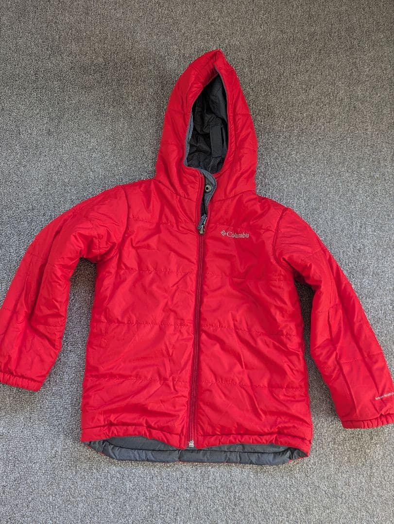 Columbia フード付きジャケット レッド/グレー