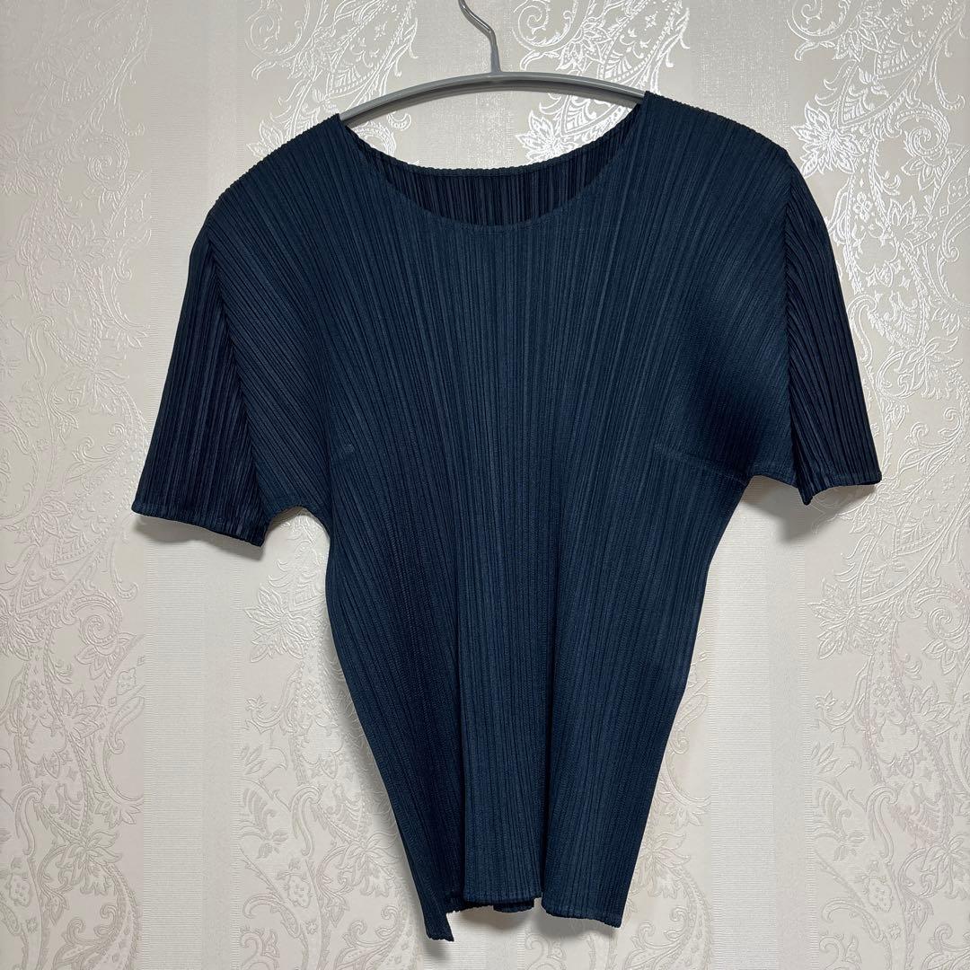 PLEATS PLEASE プリーツTシャツ サイズ3 ダークブルー