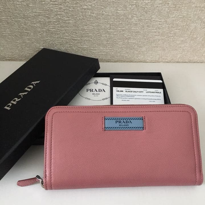プラダ 長財布 PRADA バイカラー 新品 財布 ピンク