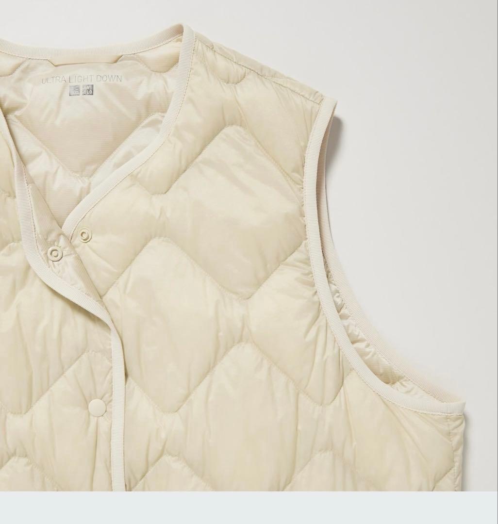 ユニクロ ウルトラライトダウン ロング ベスト M ブラック ポーチ付 L