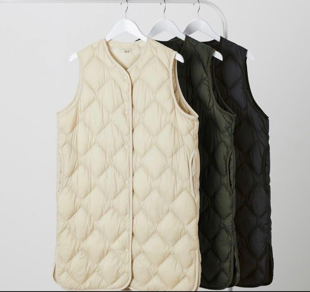 ユニクロ ウルトラライトダウン ロング ベスト M ブラック ポーチ付 L