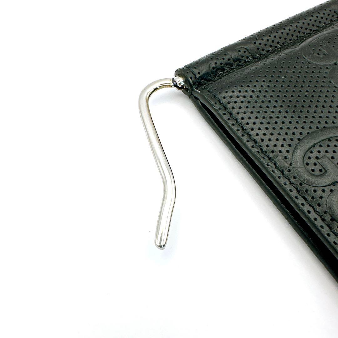 美品　グッチ マネークリップ 札入れ GGエンボス デカロゴ ブラック 黒　希少