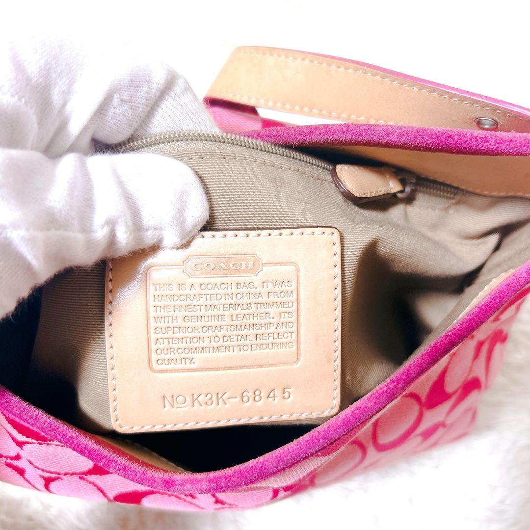 コーチ ショルダーバッグ ワンショルダー キャンバス ピンク 6845