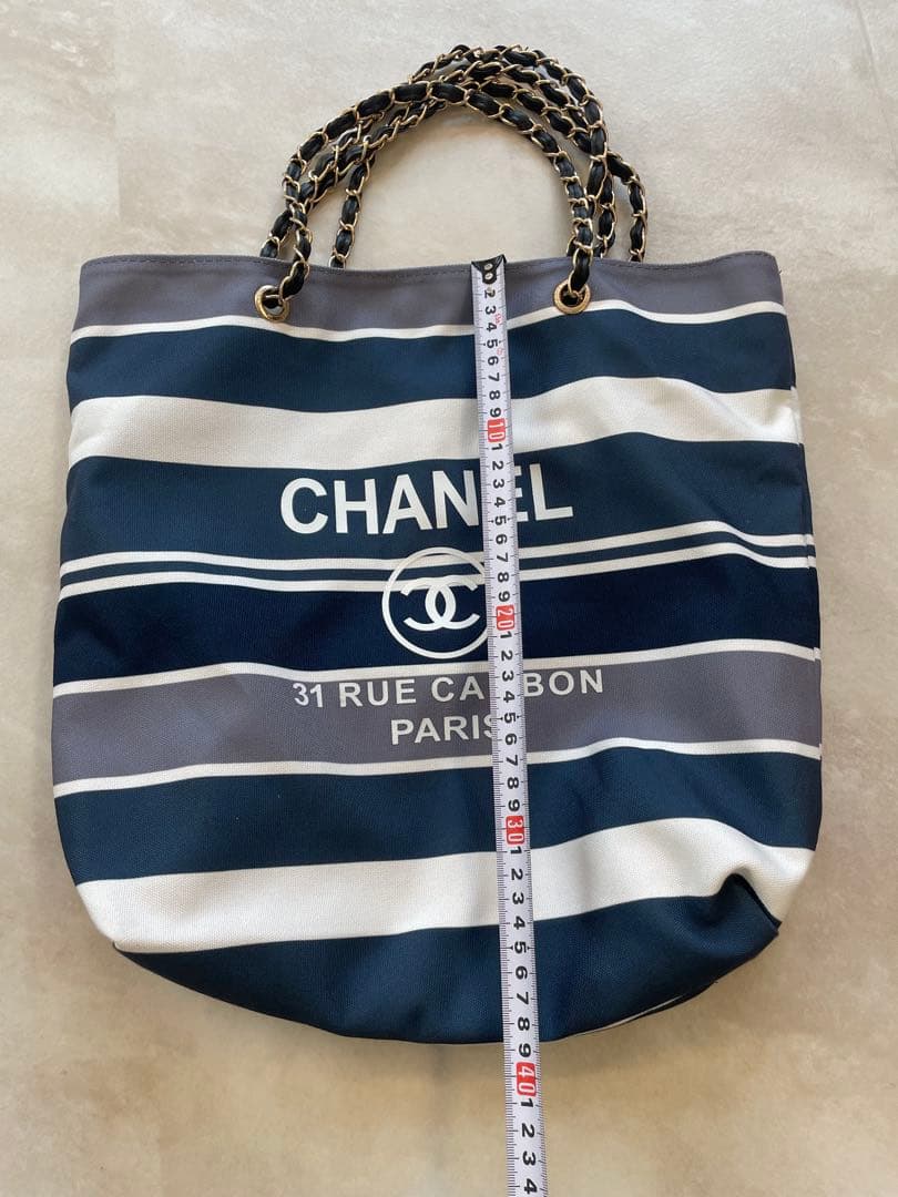 CHANEL ノベルティ　ストライプ トートバッグ 大容量
