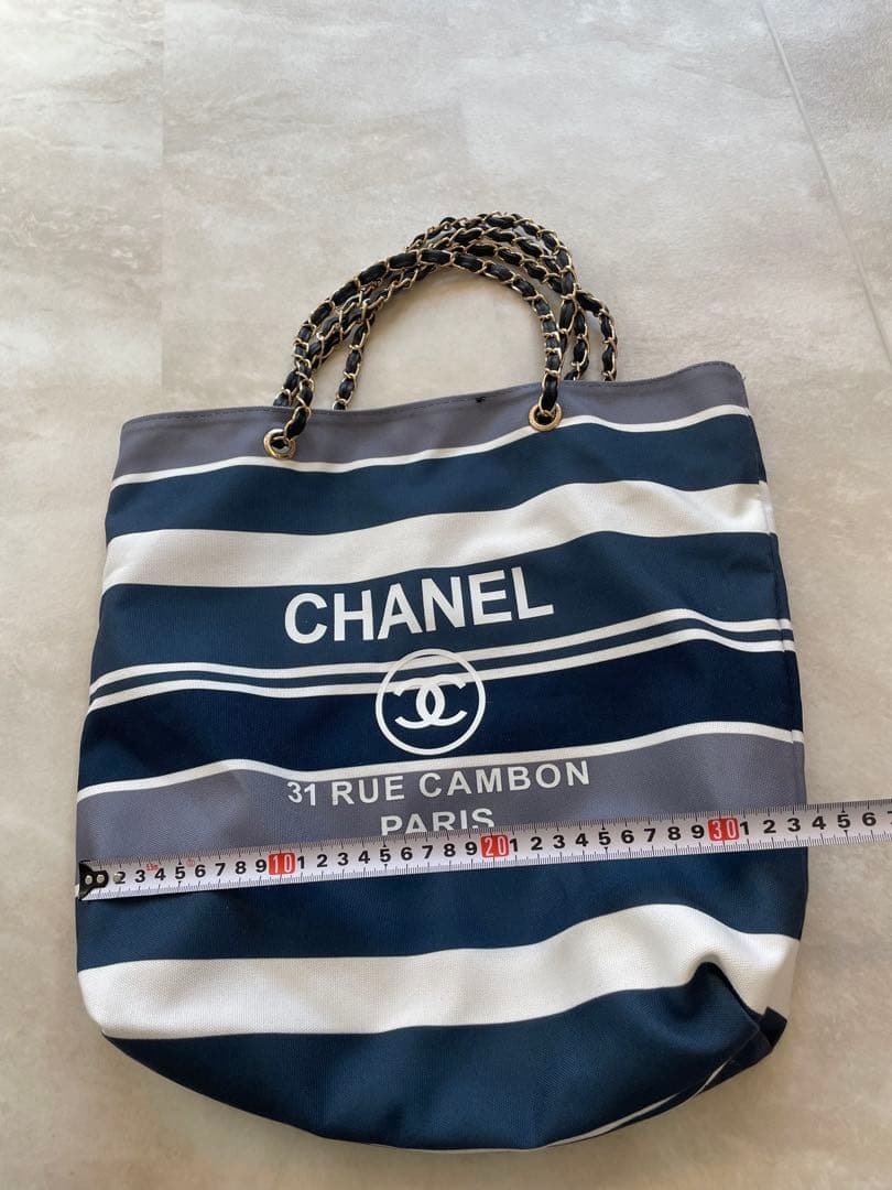 CHANEL ノベルティ　ストライプ トートバッグ 大容量