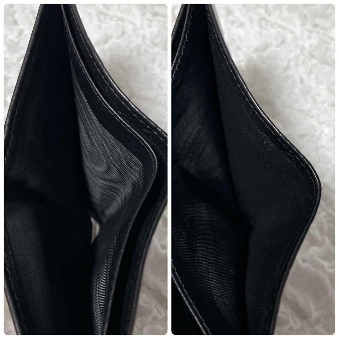 極美品✨GUCCI ブラックレザー 二つ折り財布　グッチ　シマ　GG ウォレット