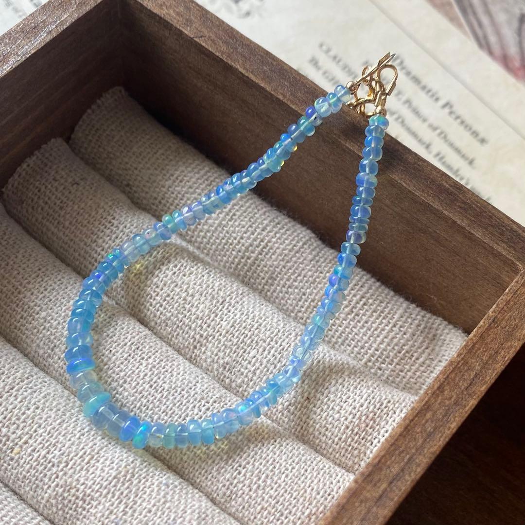 ブルー系 染めオパール フルブレスレット 14kgf