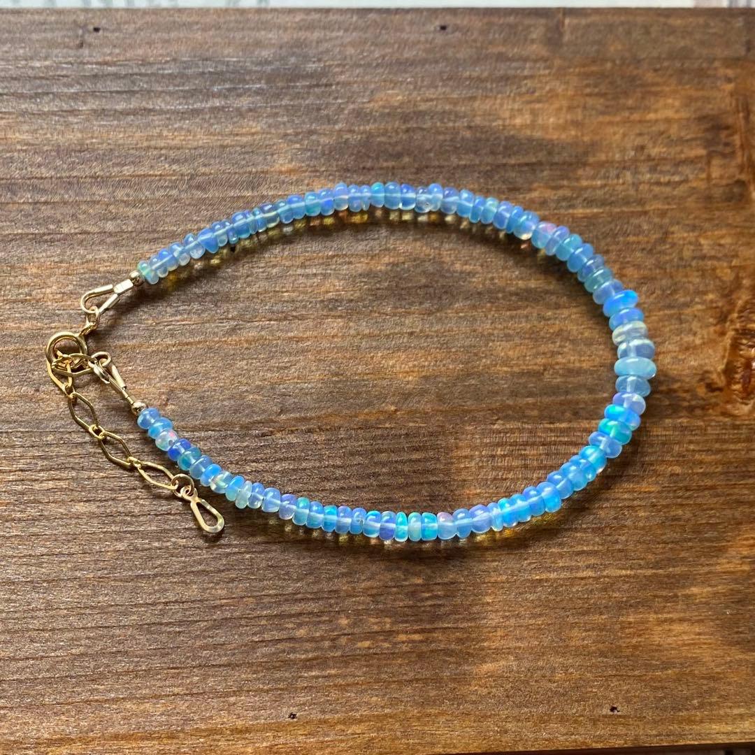 ブルー系 染めオパール フルブレスレット 14kgf