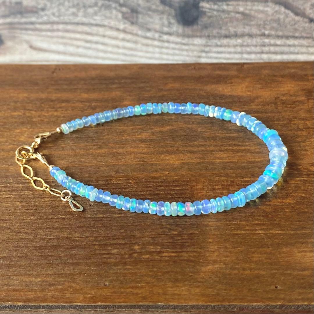ブルー系 染めオパール フルブレスレット 14kgf