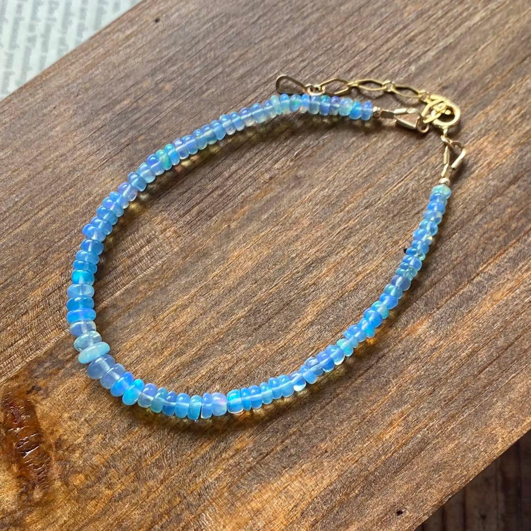 ブルー系 染めオパール フルブレスレット 14kgf