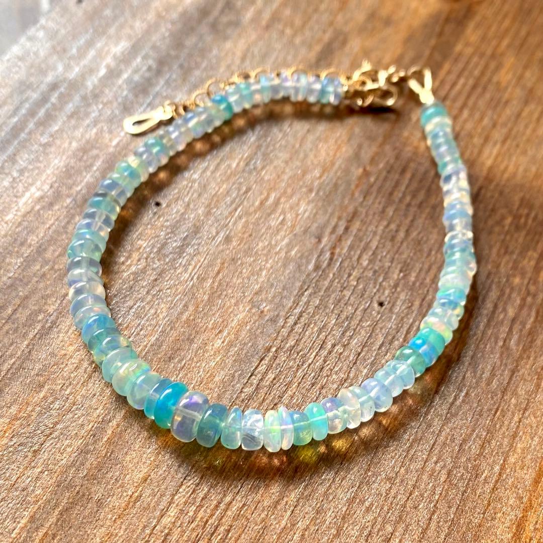 ブルー系 染めオパール フルブレスレット 14kgf