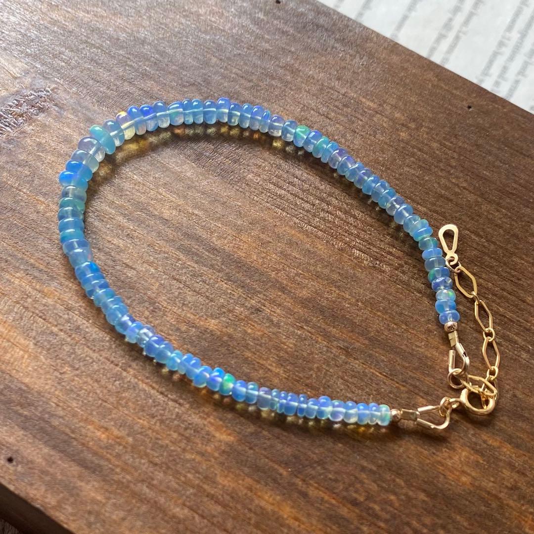 ブルー系 染めオパール フルブレスレット 14kgf