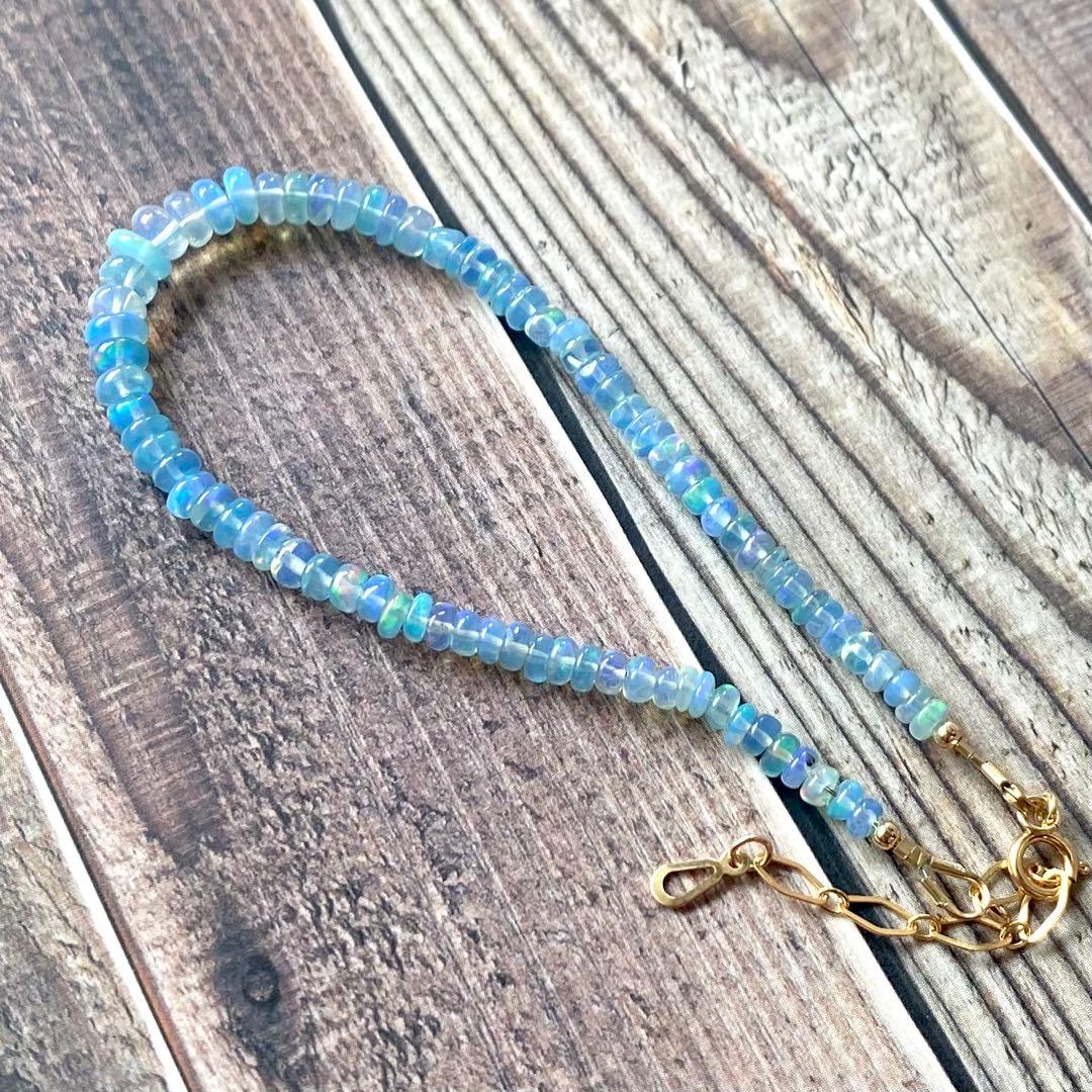 ブルー系 染めオパール フルブレスレット 14kgf