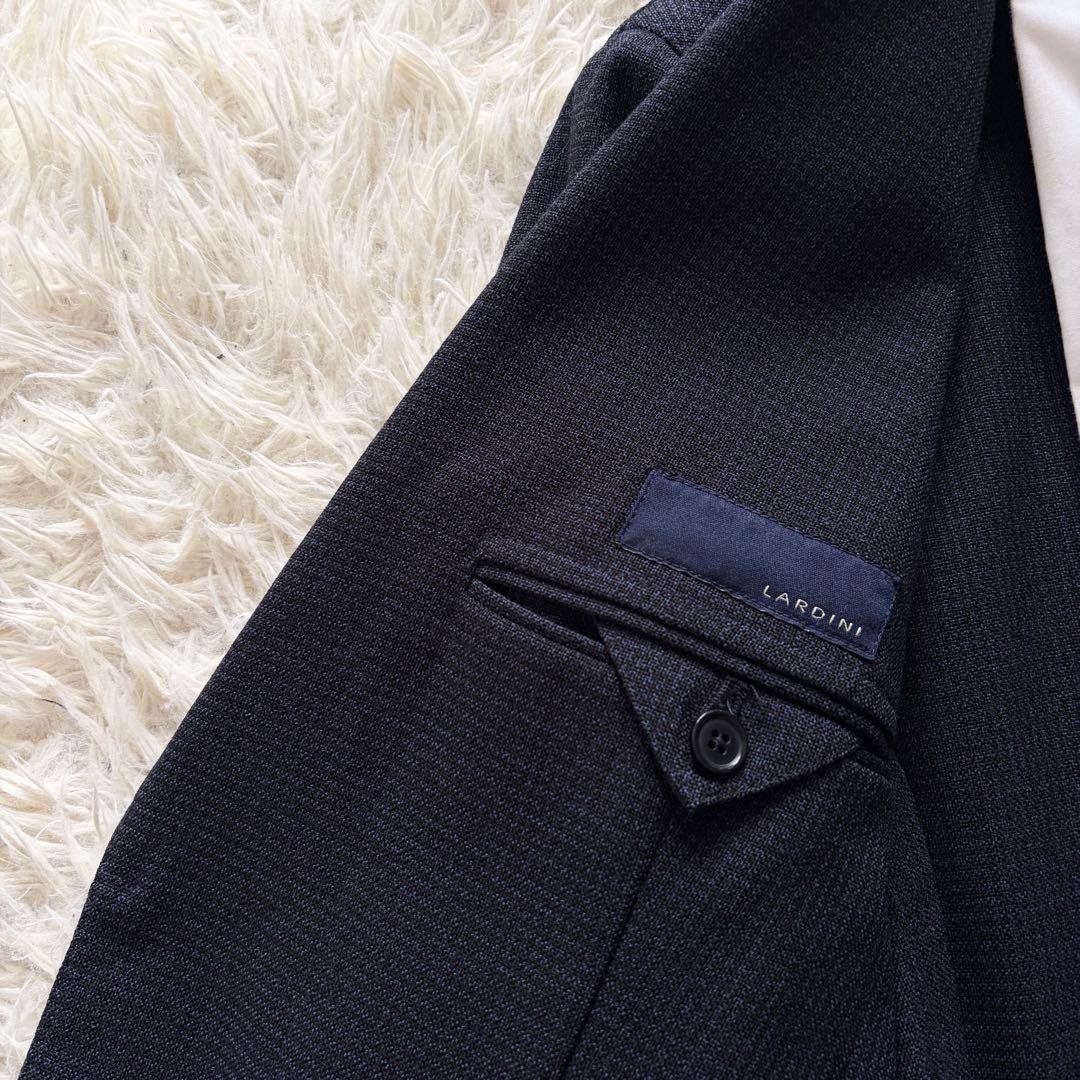 <極美品>LARDINI ネイビー ウール スーツ ブートニエール サイズ48