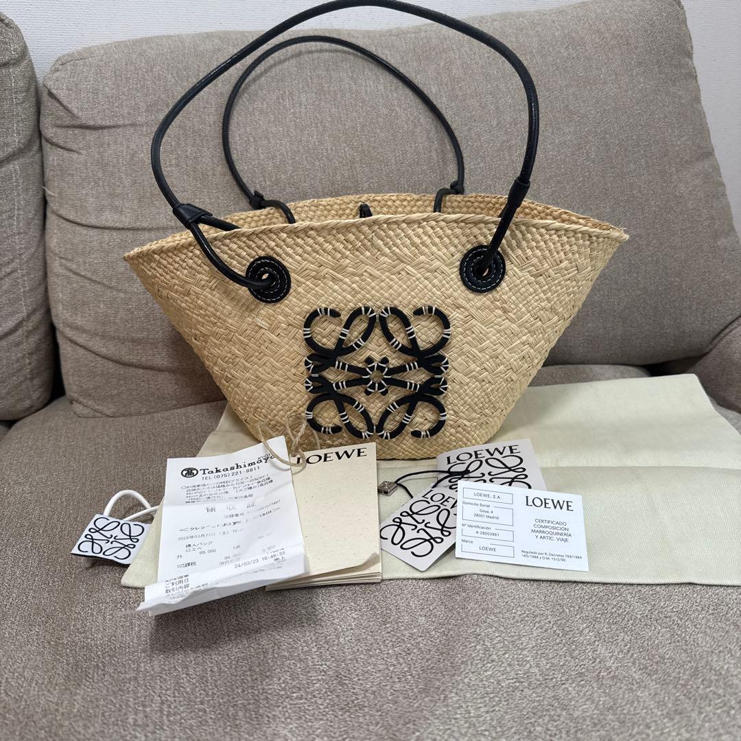 ロエベ アナグラム バスケットバッグ スモール (イラカヤシ＆カーフ)ブラック