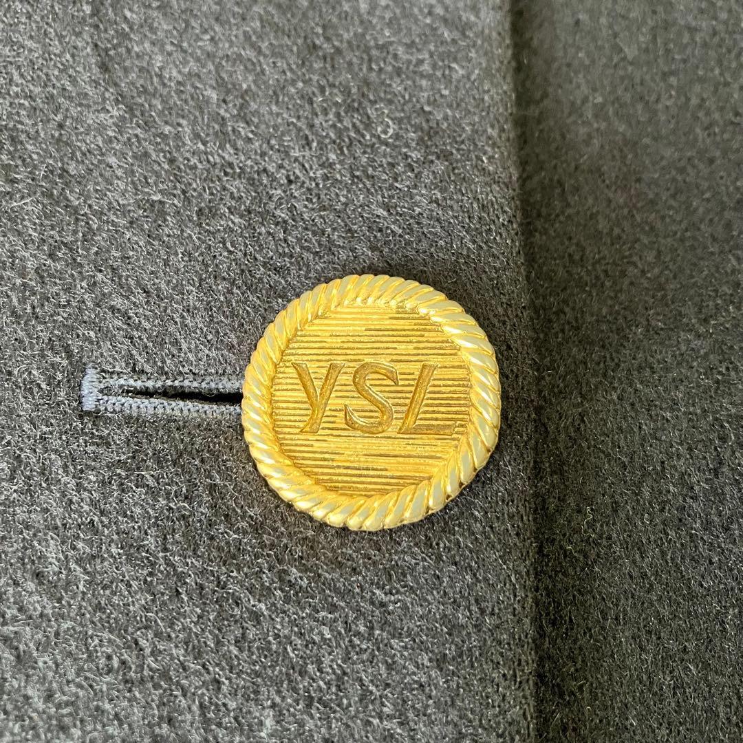 ★美品★イヴサンローラン　ジャケット　42 カシミヤ混　金ボタン　ロゴボタン