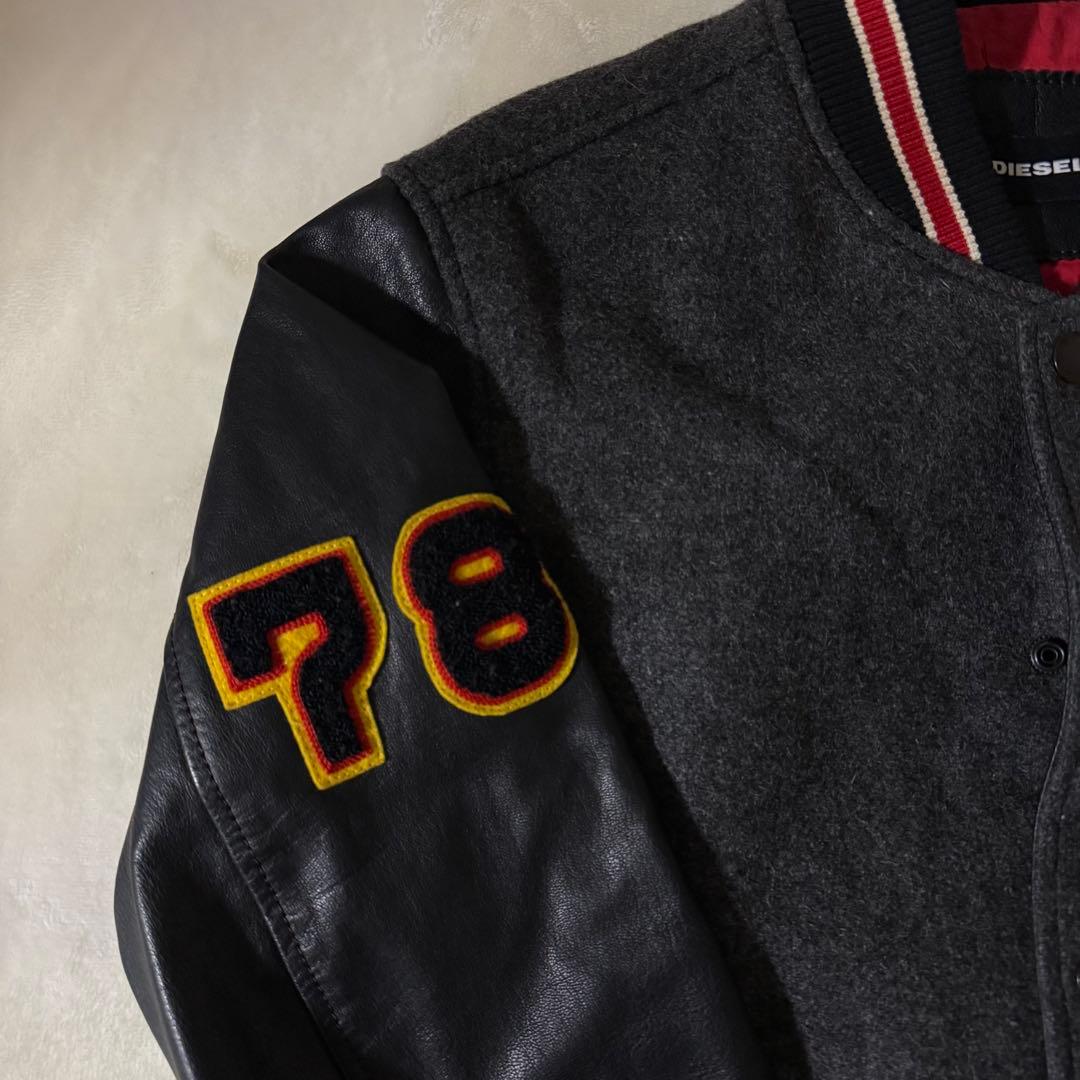 DIESEL スタジャン レザー ジャケットワッペン刺繍 XS