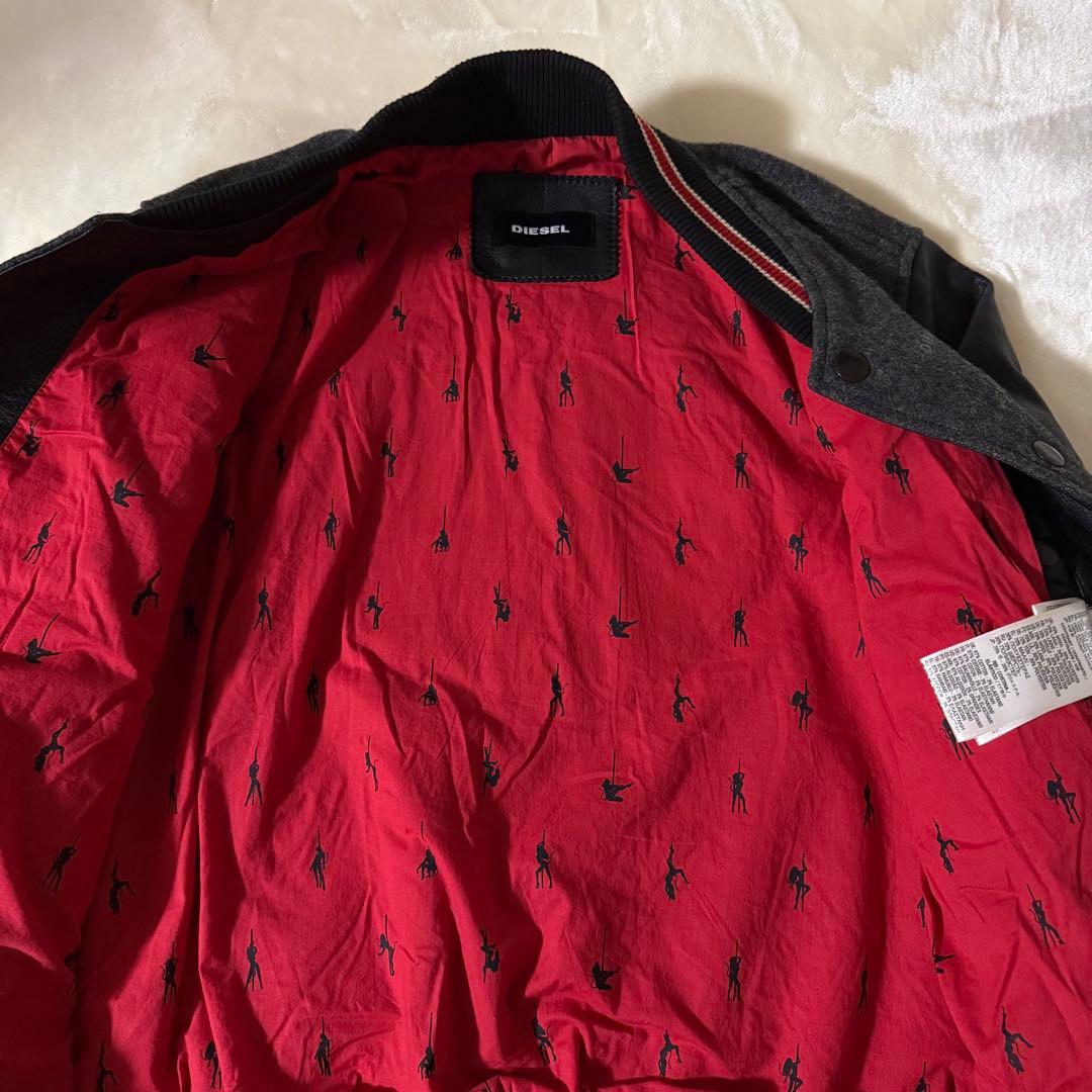DIESEL スタジャン レザー ジャケットワッペン刺繍 XS