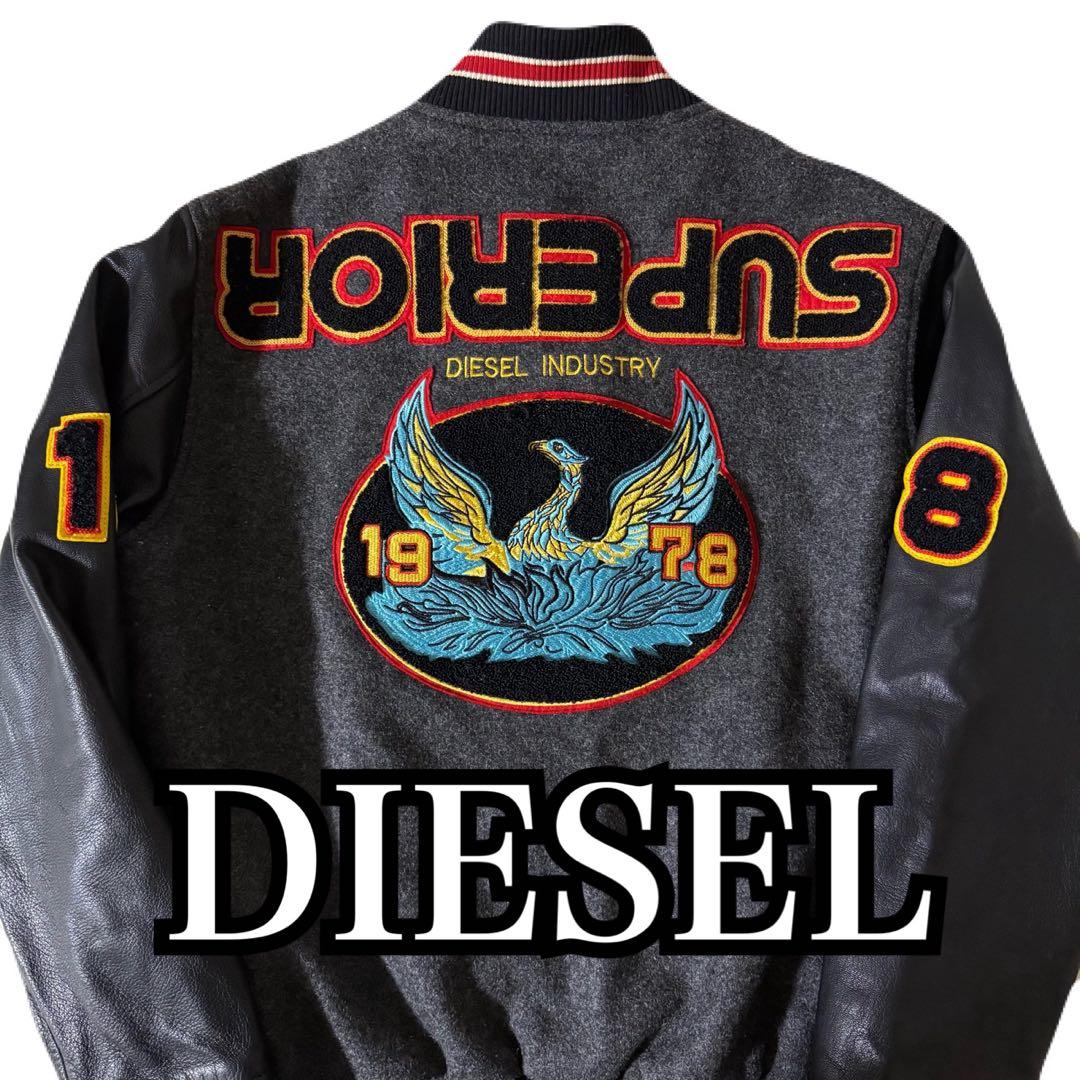 DIESEL スタジャン レザー ジャケットワッペン刺繍 XS