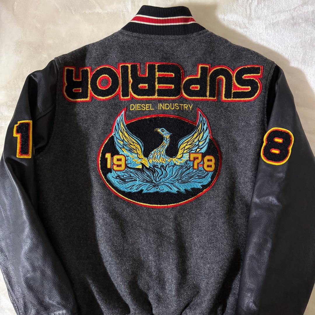 DIESEL スタジャン レザー ジャケットワッペン刺繍 XS