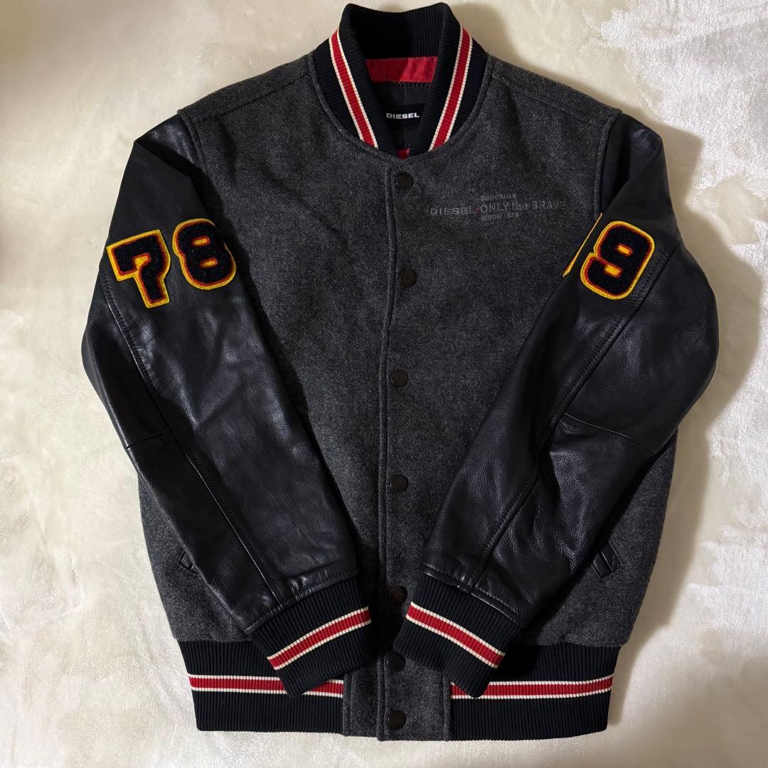 DIESEL スタジャン レザー ジャケットワッペン刺繍 XS