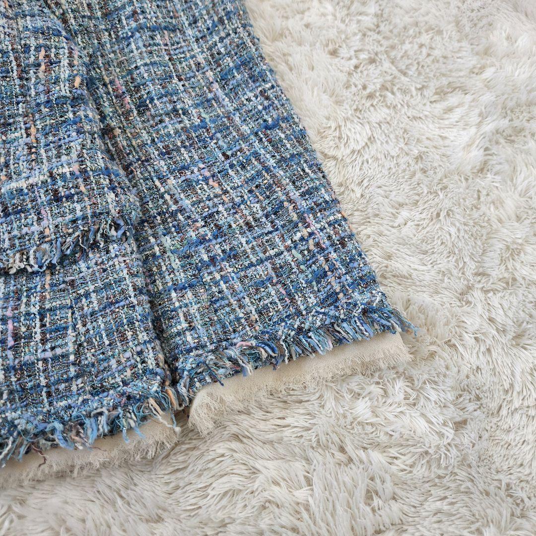 極美品✨ダーマコレクション ツイードノーカラージャケット フリンジ