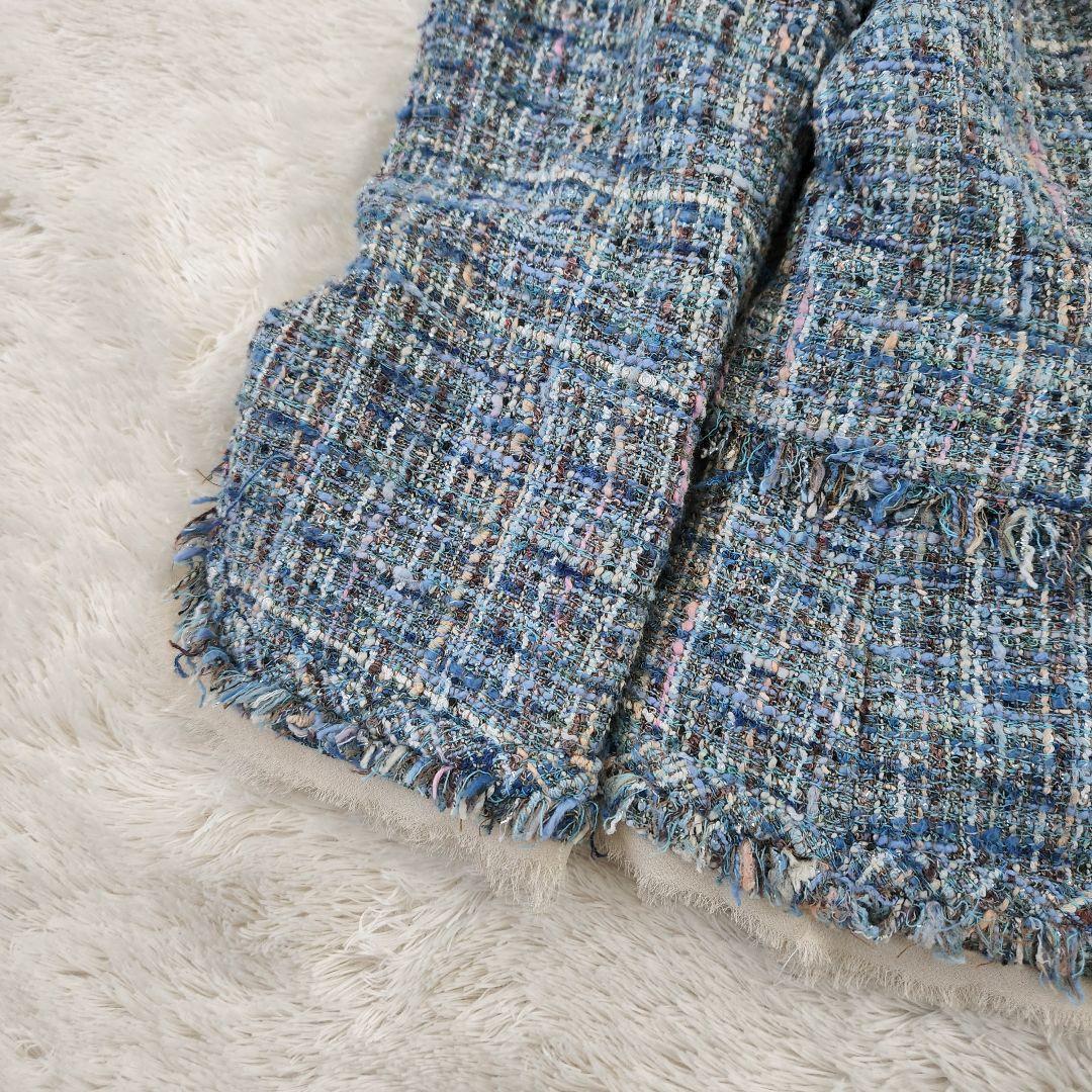 極美品✨ダーマコレクション ツイードノーカラージャケット フリンジ