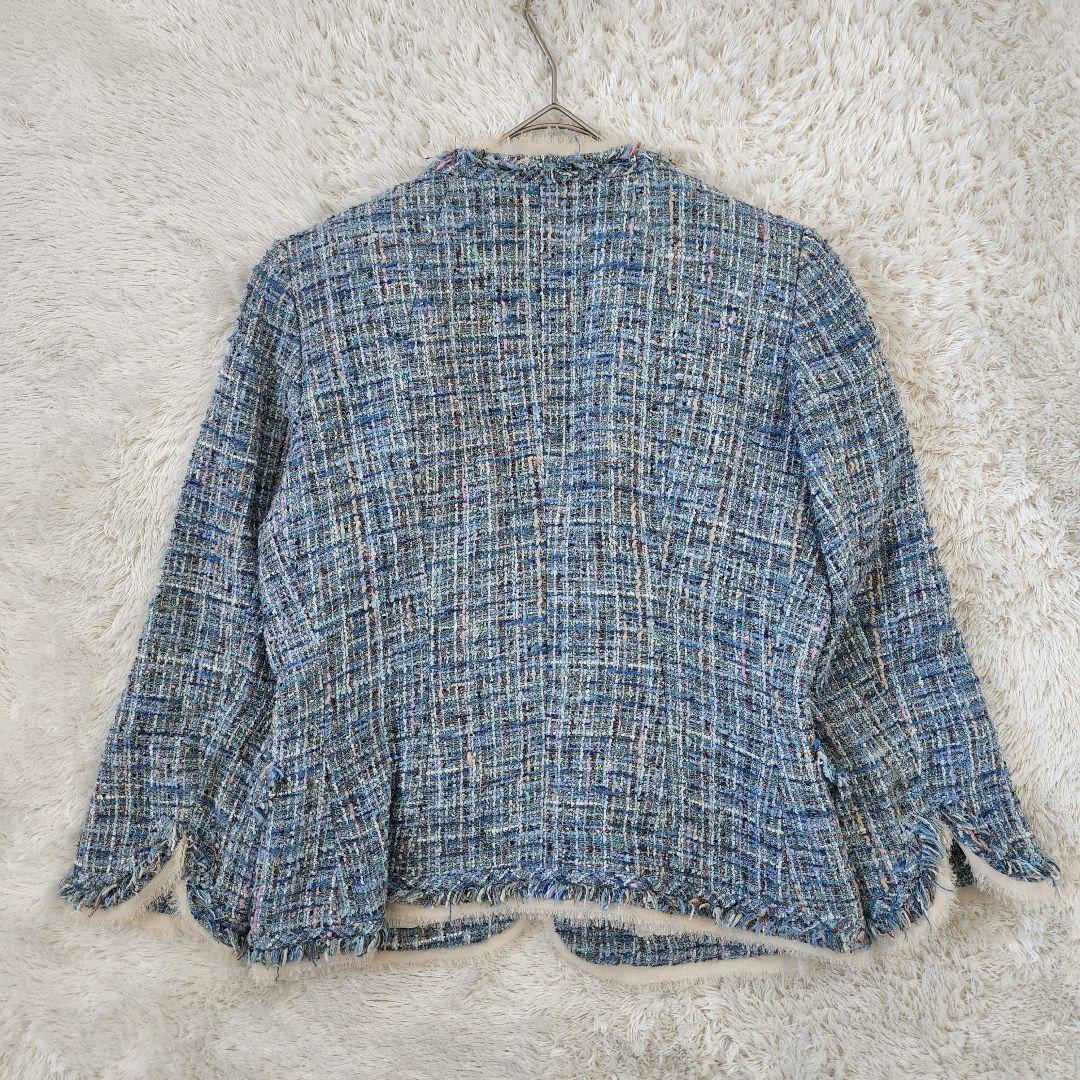 極美品✨ダーマコレクション ツイードノーカラージャケット フリンジ