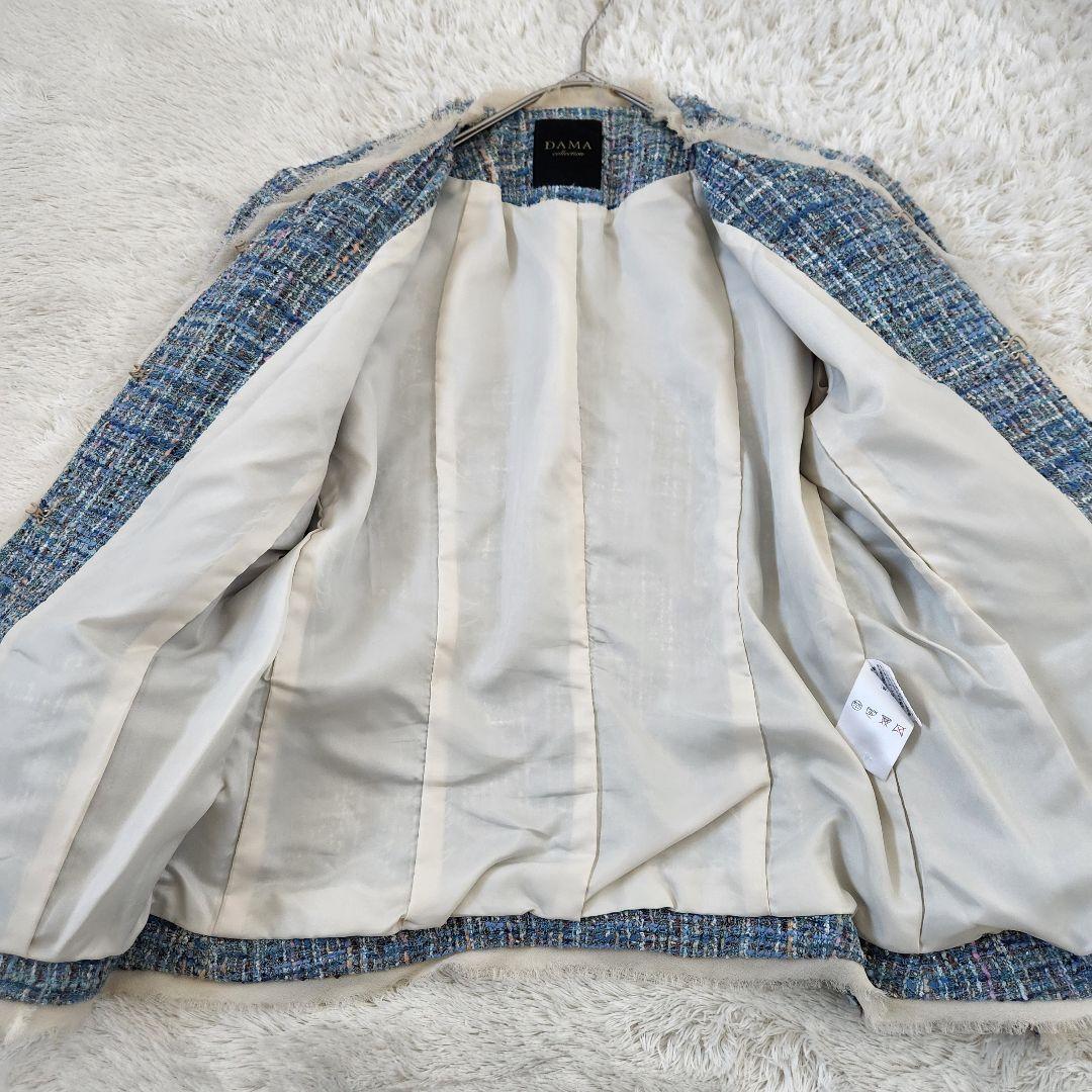 極美品✨ダーマコレクション ツイードノーカラージャケット フリンジ