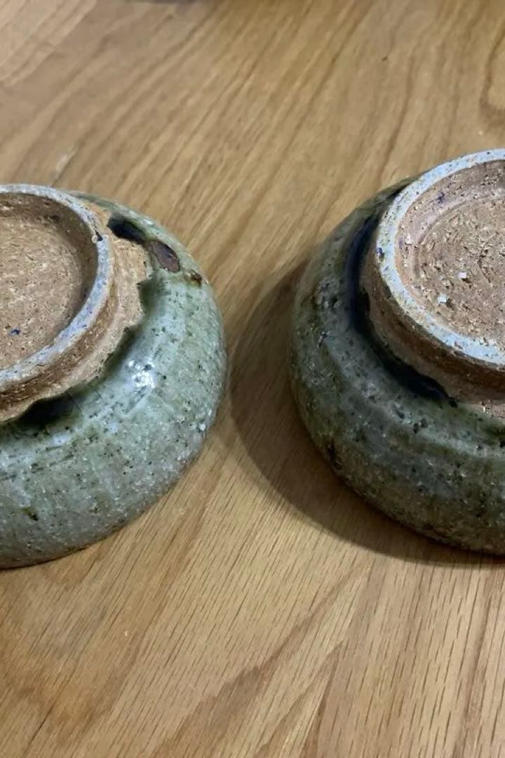 宮城陶器　緑色 陶器ボウル 2個セット