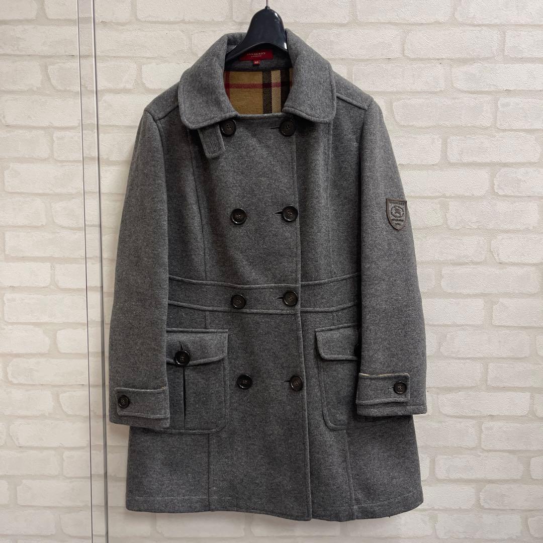 値下げ バーバリー ロンドン BURBERRY ノバ チェック ピーコート 40