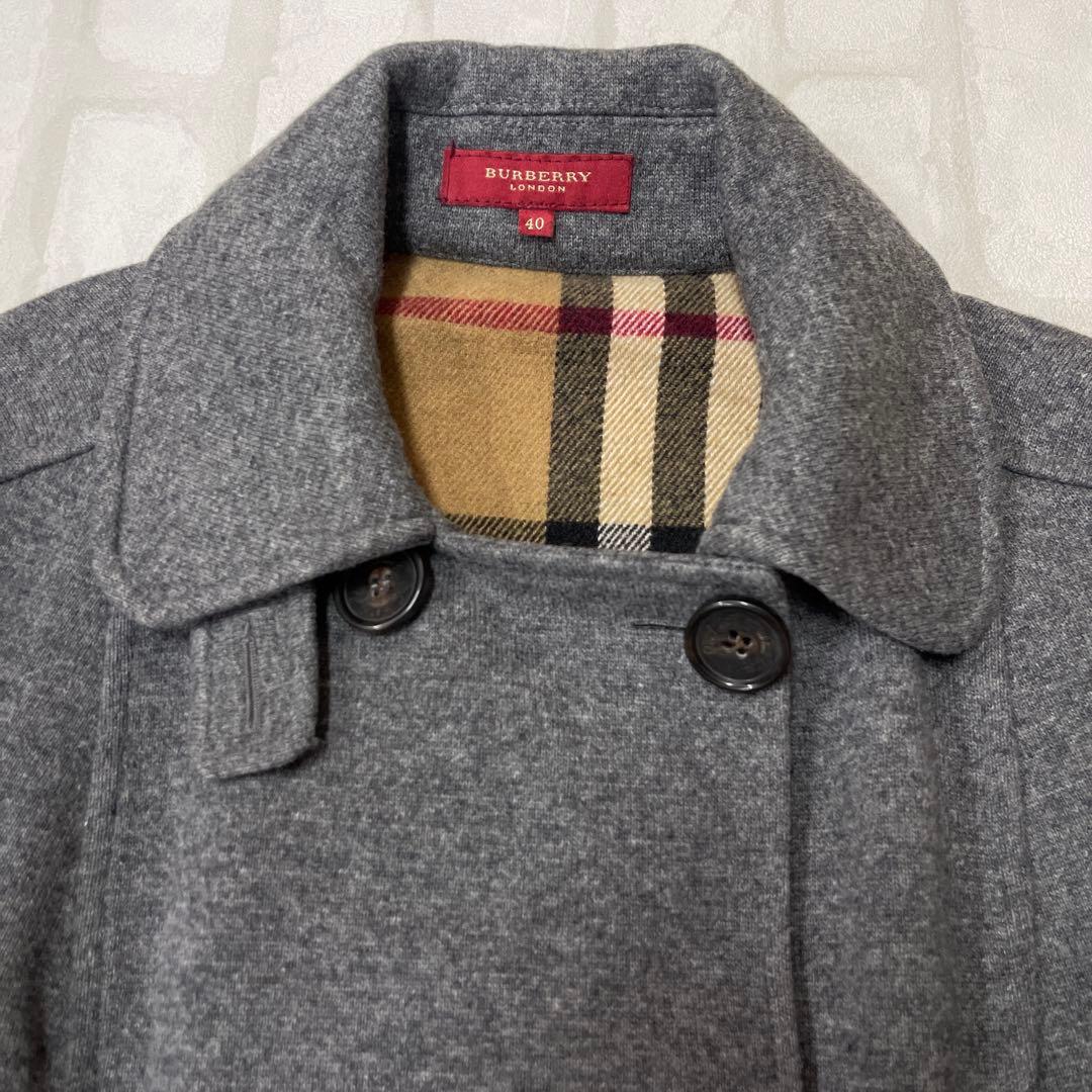 値下げ バーバリー ロンドン BURBERRY ノバ チェック ピーコート 40